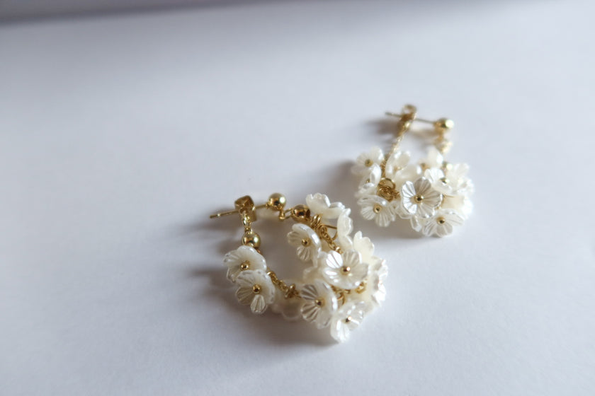 Lace and Lavender bouquet hoop earing