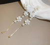Lace and Lavender flower and pearl earing