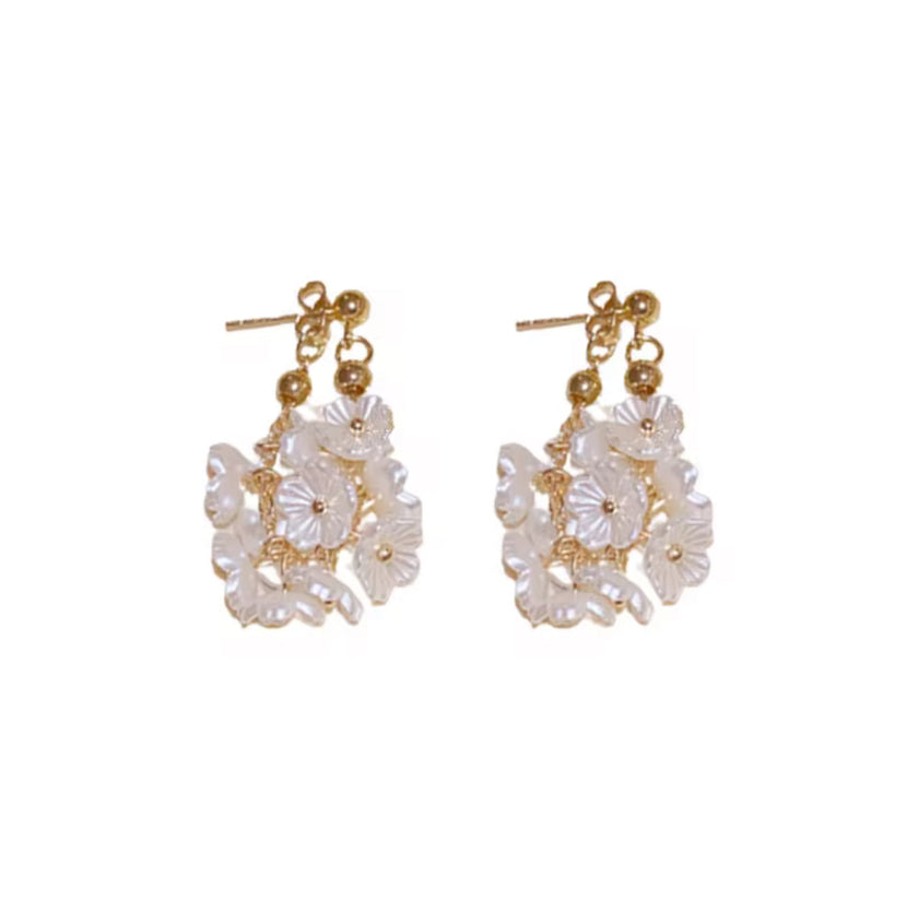 Lace and Lavender bouquet hoop earing