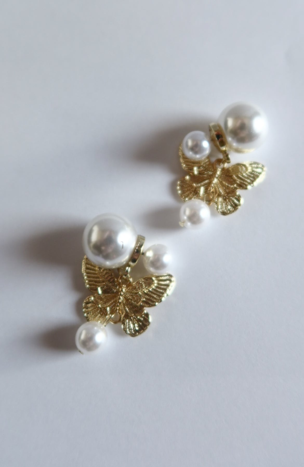 Lace and Lavender Pearl Butterfly earing