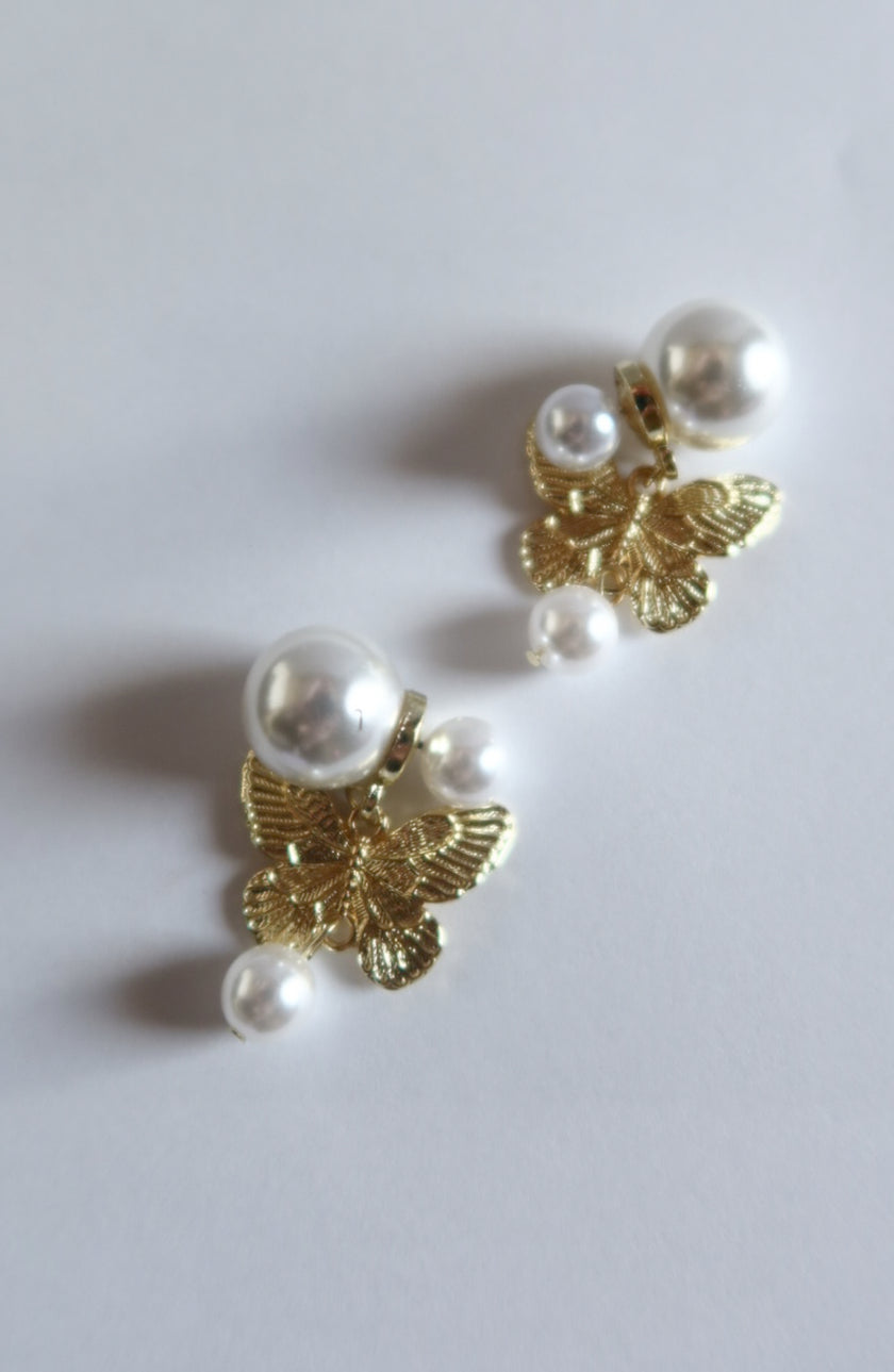 Lace and Lavender Pearl Butterfly earing