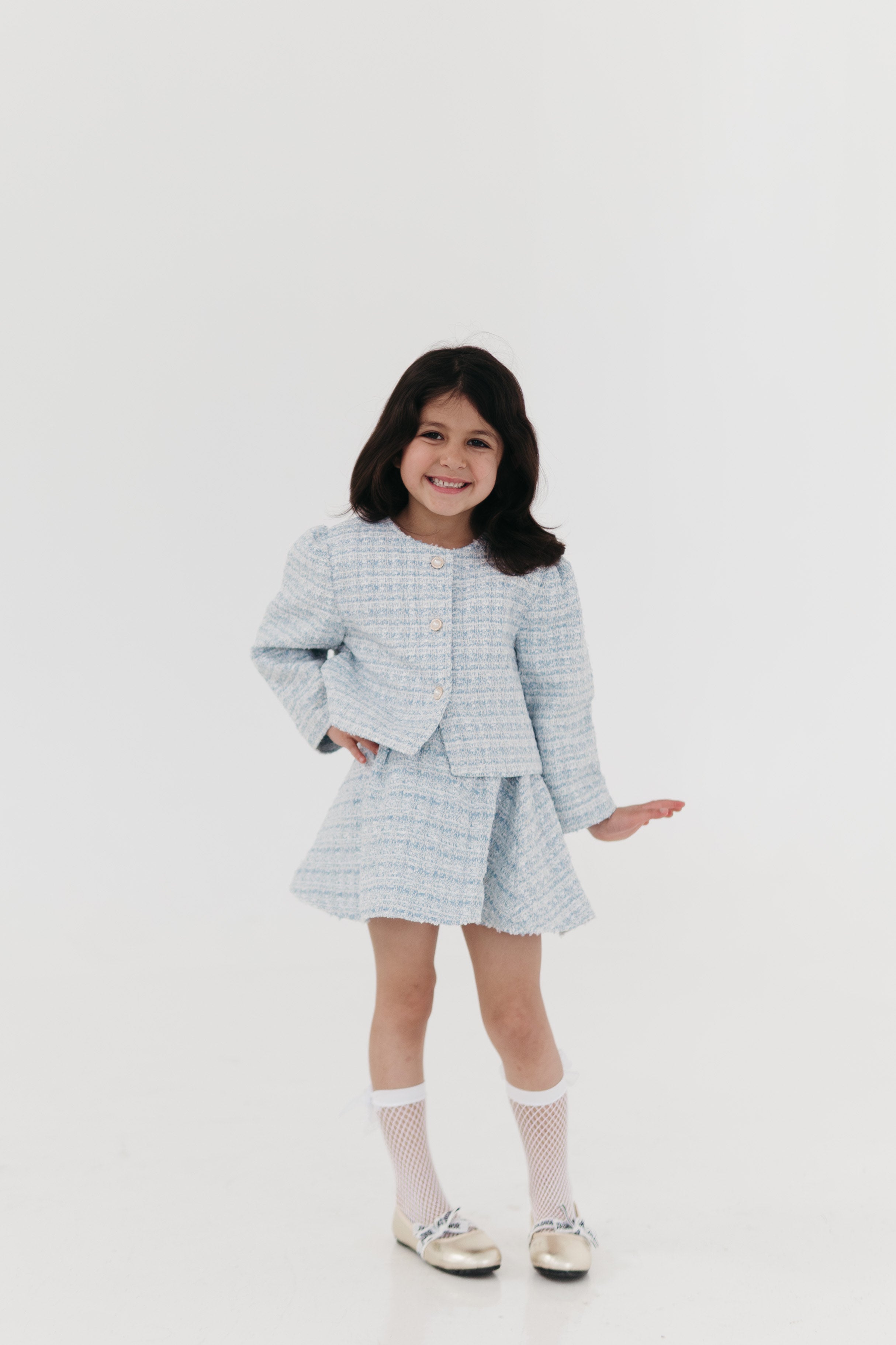 The Mini LUX Powder Blue Tweed Set