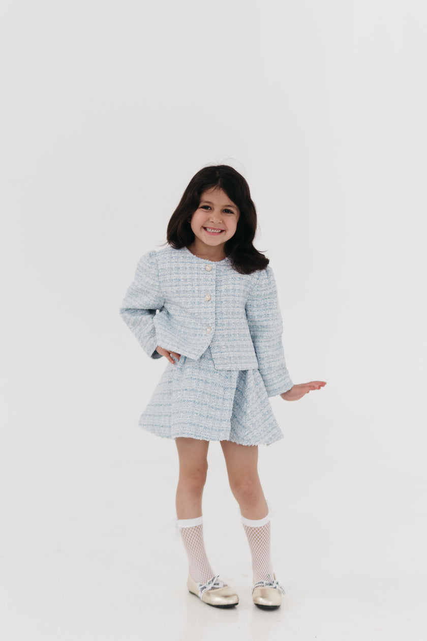The Mini LUX Powder Blue Tweed Set