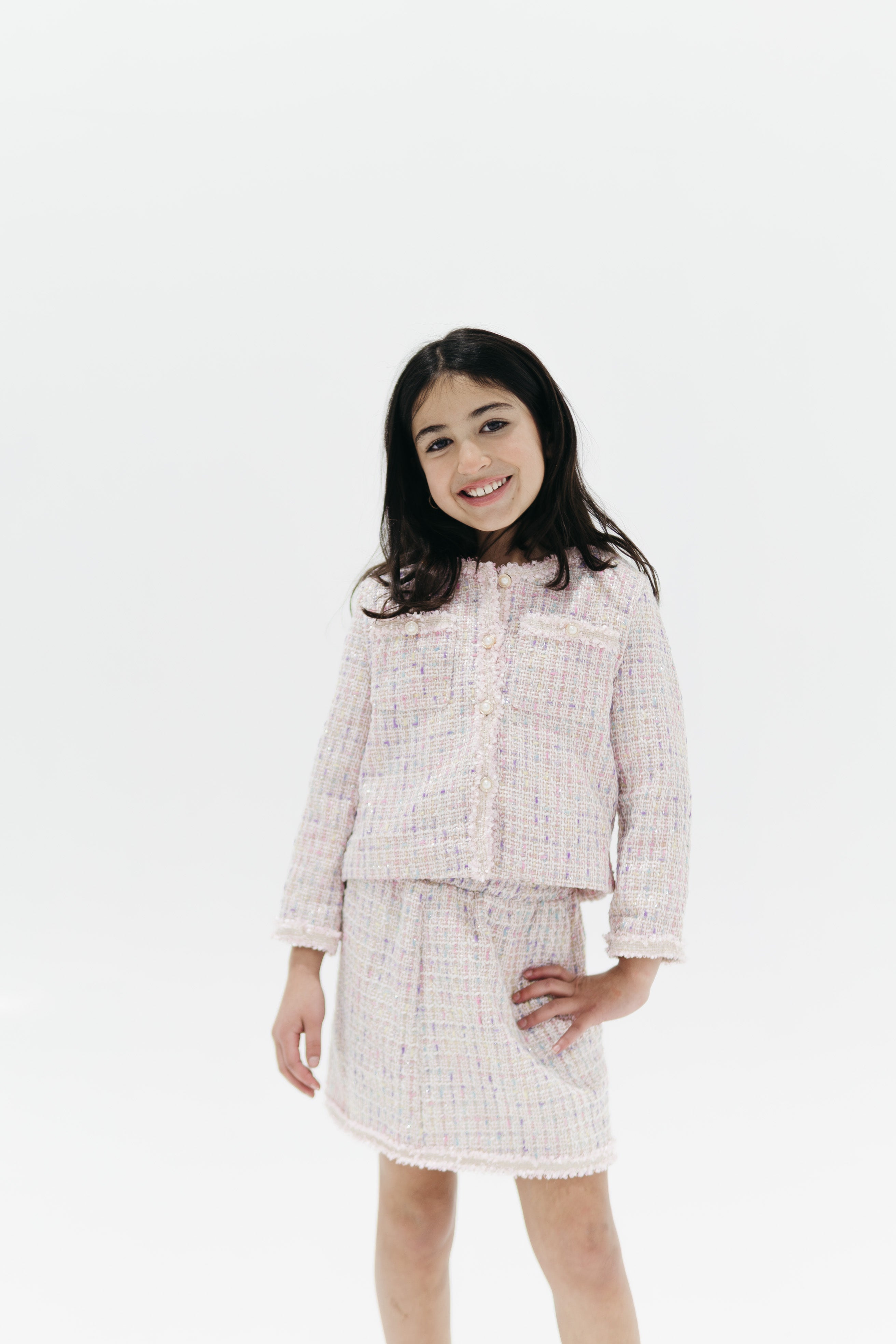 The Mini LUX Blush Tweed Set