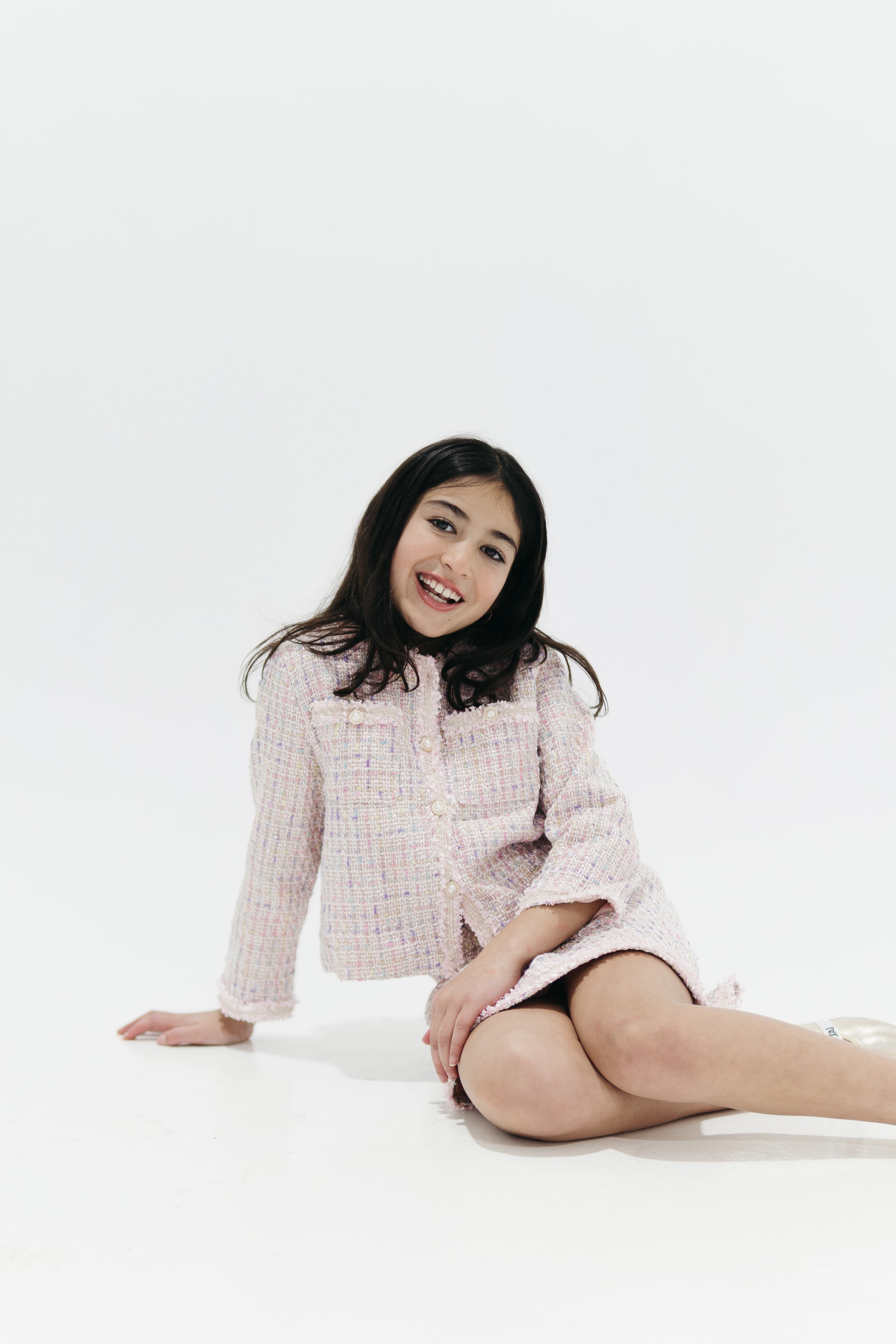 The Mini LUX Blush Tweed Set