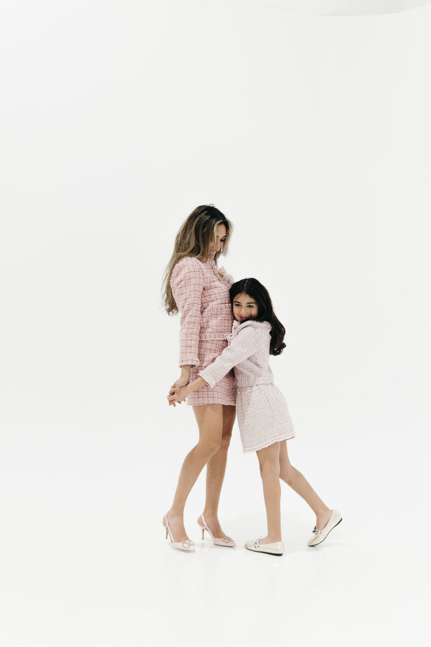 The Mini LUX Blush Tweed Set